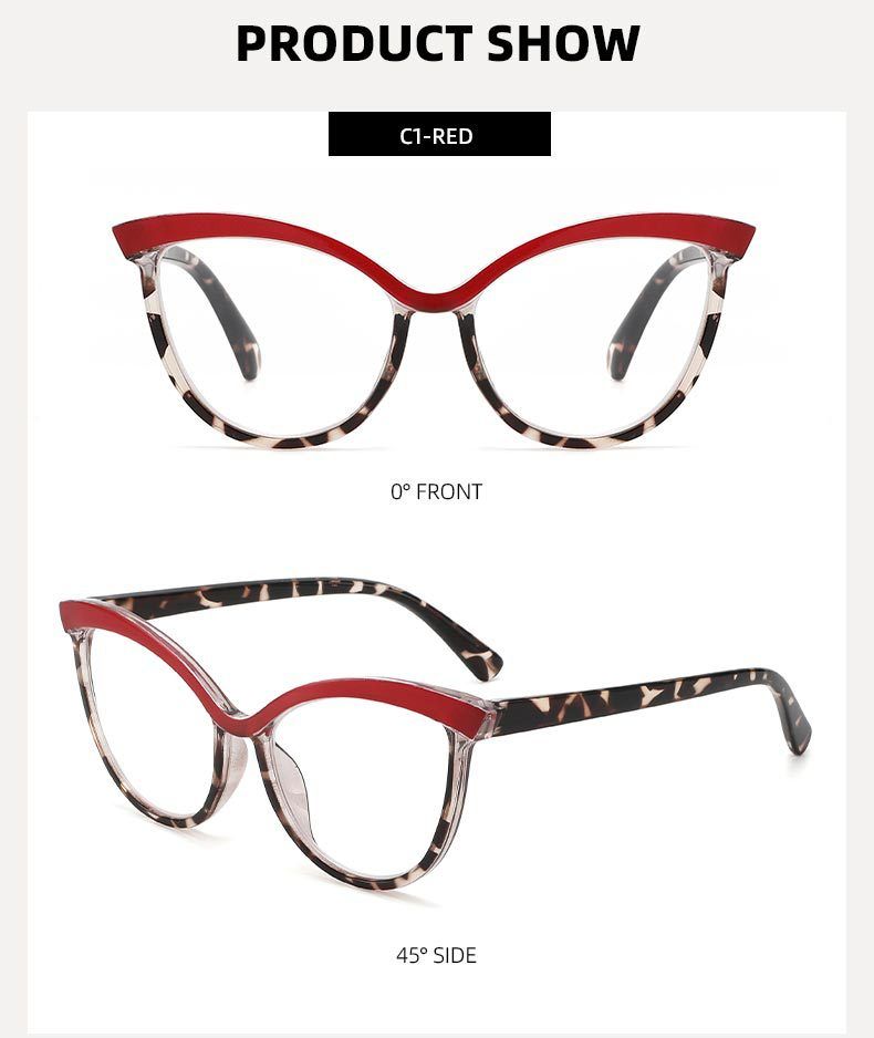 Anti Blue Light Fashion Cat Eye Frame Female Internet Celebrity Same Style Reading Leopard Print Flat Glasses T1375_voghion.com