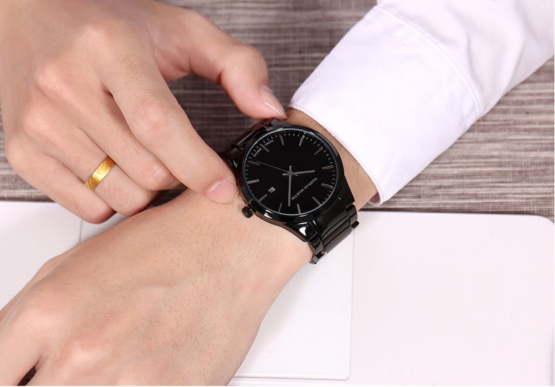 Men's Stainless Steel Waterproof Watch With Date Function, Minimalist Fashion Quartz Wristwatch, 40.5mm Round Dial, 30M Water Resistance_voghion.com
