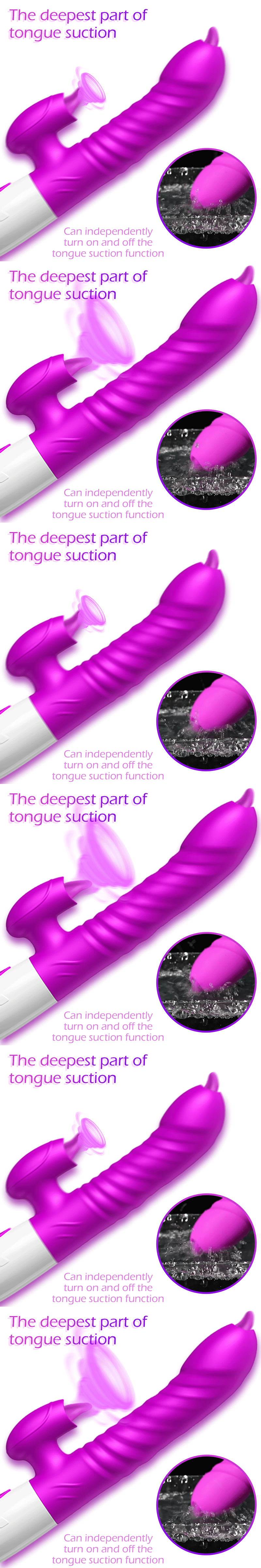 Double Tongue Cunnilingus Vibrator Telescopic Rotating Dildo Heating Clitoris Stimulate Vibrator Adult_voghion.com