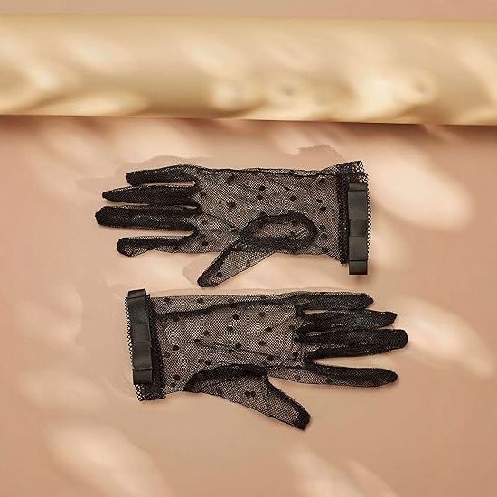 Guanti con fiocco in pizzo nero gotico, accessori per costumi Lolita di Halloween_voghion.com