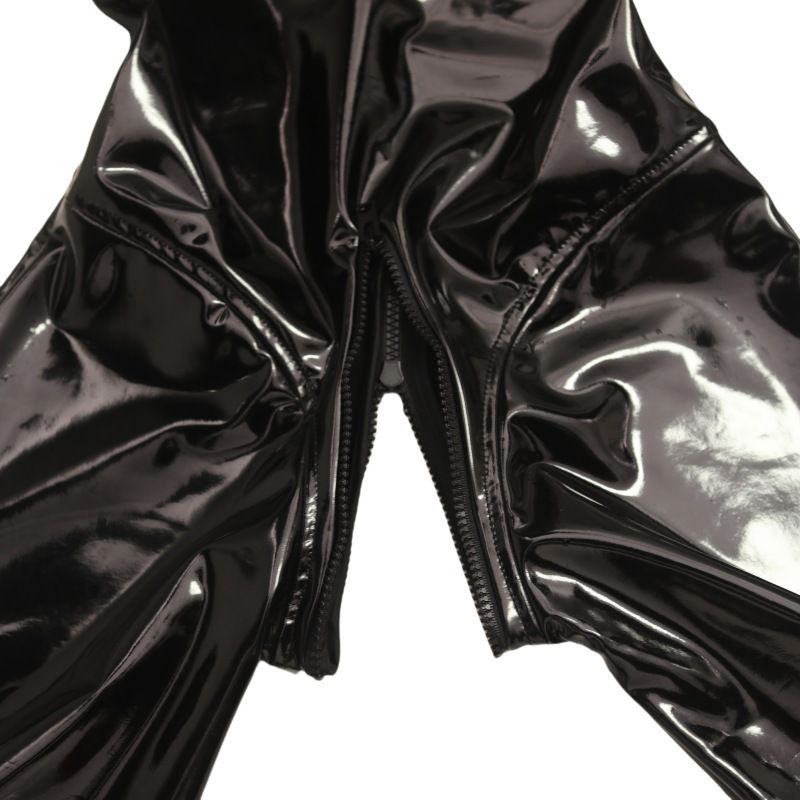 Combinaison sexy en latex PU ammoniac pour femme, effet gainant, body moulant, noir brillant, pour boîte de nuit, spectacle de danse, collants élastiques_voghion.com