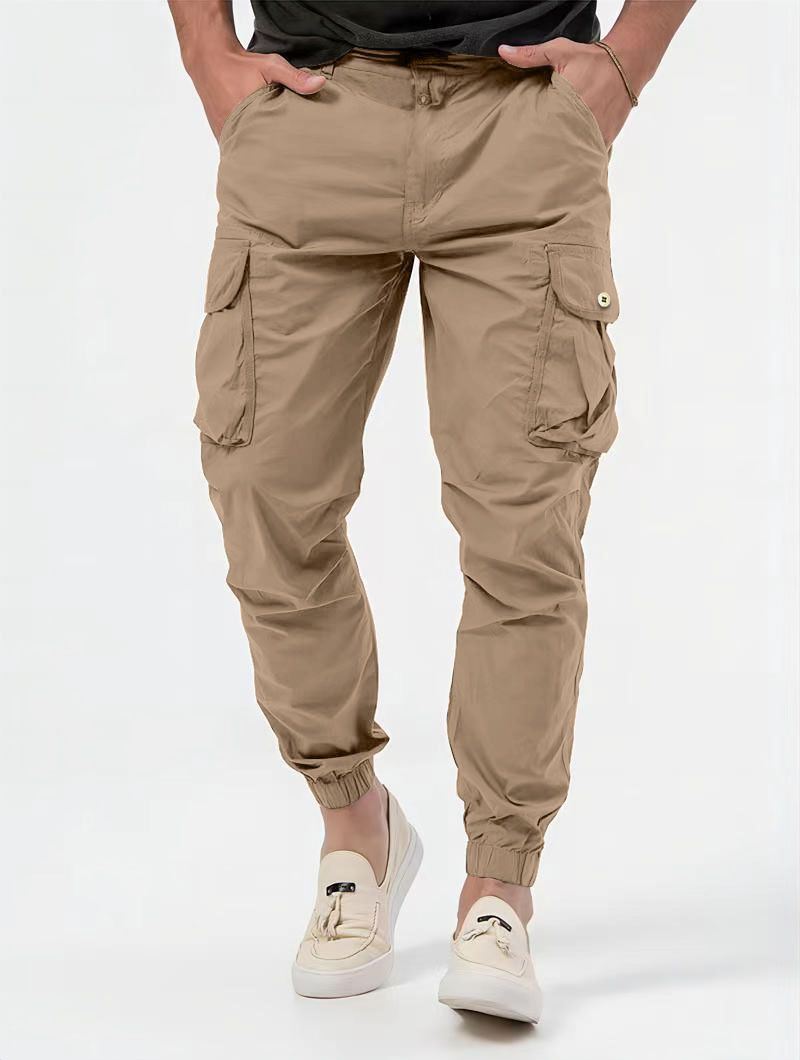Men's Clothing Three Dimensional Bag Woven Cargo Pants Tie Belt Leggings Casual Pants Solid Color Men's Pants_voghion.com
