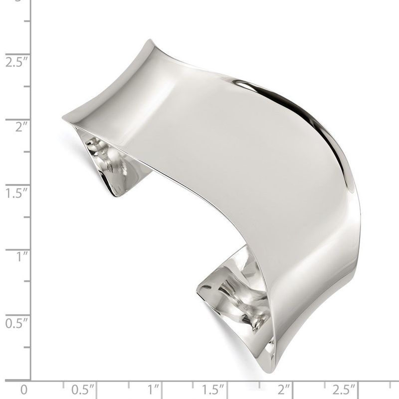 Sterling Silver Polished Wave Cuff Bangle_voghion.com
