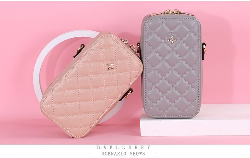 Baellerry Handytasche Damen kariert große Kapazität Kette Crossbody Damentasche modische vertikale Reißverschluss Geldbörse_voghion.com