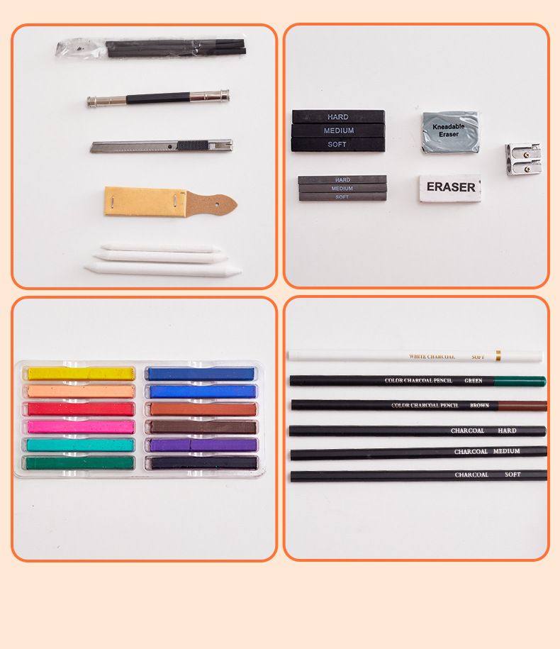 Professional 50-Piece Wooden Sketching Set With Graphite Pencils, Charcoal Sticks, Blending Stumps & Art Erasers – Ideal For Artists & Beginners_voghion.com