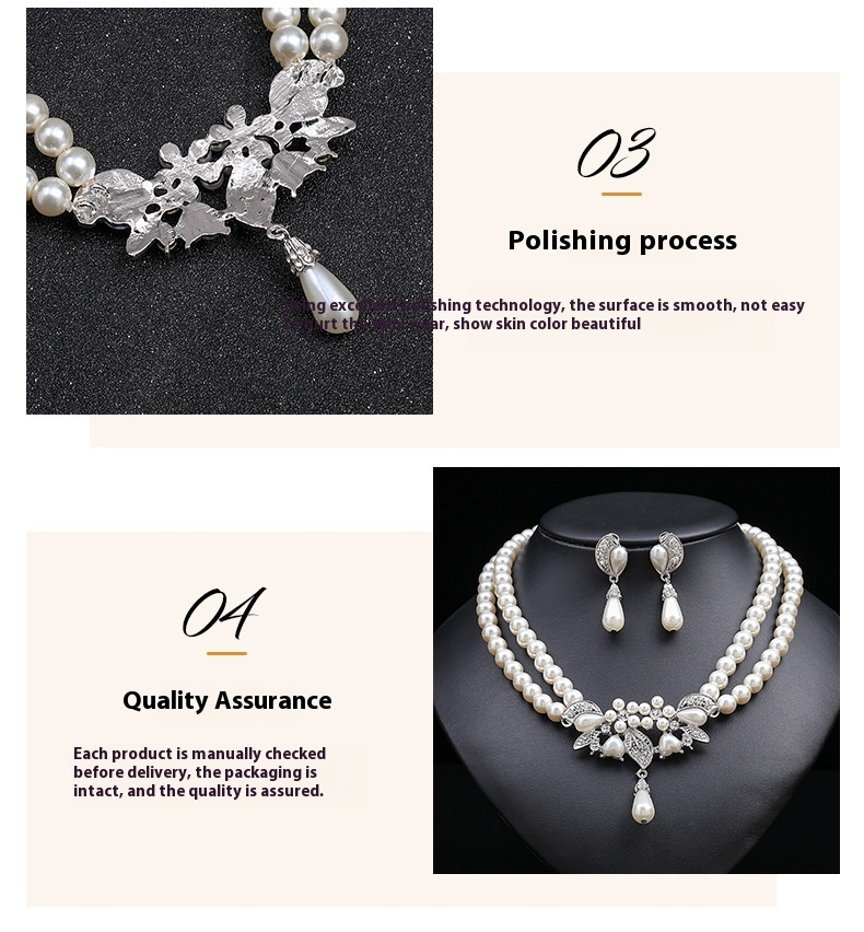 Orecchini con collana di perle multistrato, set da due pezzi per accessori per abiti da sposa, design di fascia alta, nuovo modello 2022_voghion.com