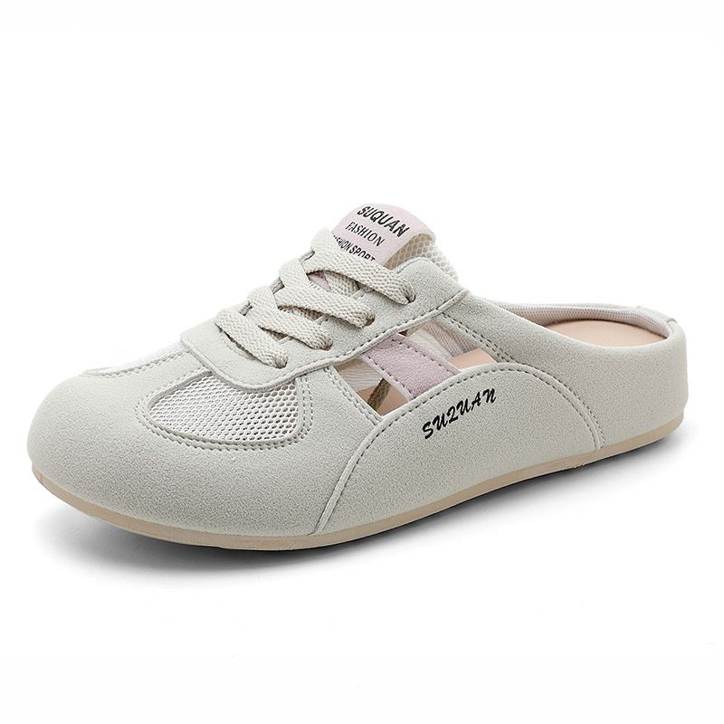 K3907 Ciabatte a punta chiusa da donna, stile di alta qualità, nuove pantofole piatte in rete singola del 2025_voghion.com