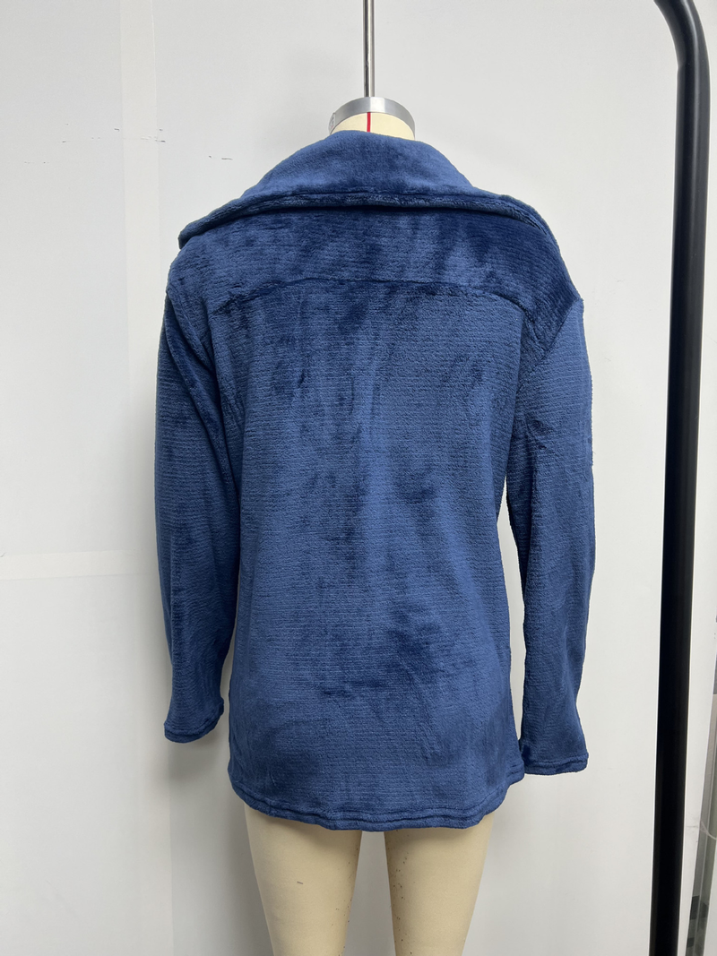 Women's Clothing Autumn and Winter Jacket Sexy Plush Lapel Slim Jacket_voghion.com
