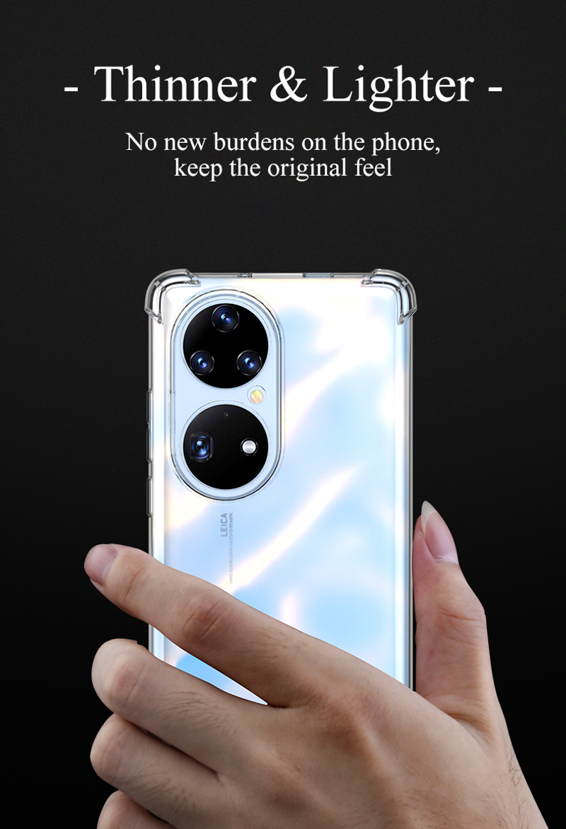 Nárazuvzdorné čiré silikonové pouzdro pro Huawei P50 P40 P30 P20 Lite Nova 8 7 Pro Se Ultra tenký měkký kryt_voghion.com