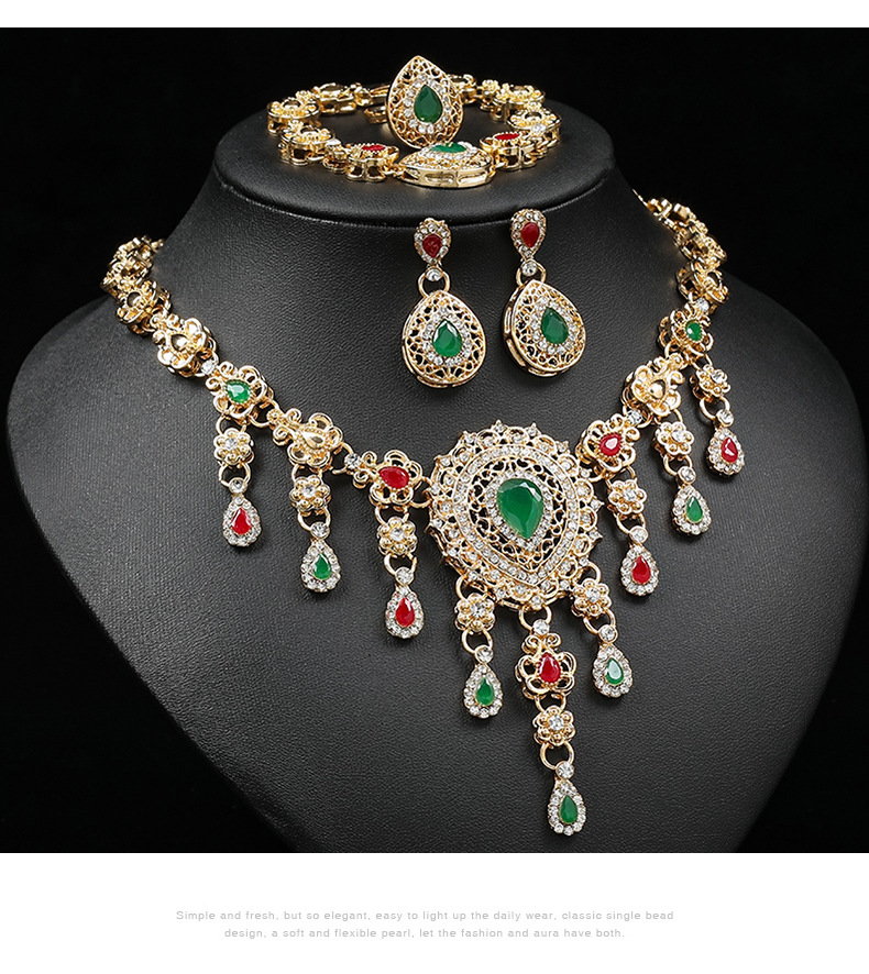 Collana esagerata, set di gioielli in quattro pezzi, nuovo temperamento personalizzato, esagerazione alla moda_voghion.com