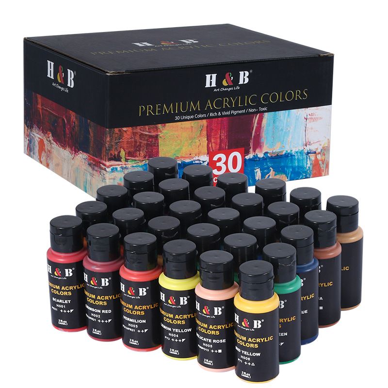 Professional Acrylic Paint Set - 30 Vibrant Colors (60ml/Tube) For Canvas, Wall Art, Crafts & Logo Design - Non-Fade, Waterproof_voghion.com