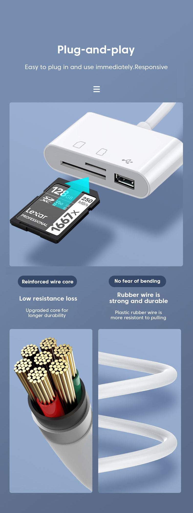 Adapter Type-C Micro TF CF SD-minnekortleser Skriver Compact Flash USB-C-adapter for bok Samsung Huawei Xi_voghion.com