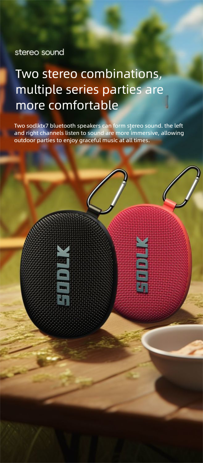 Shenglaike Bluetooth TX7 Tragbarer wasserdichter Mini-Lautsprecher mit starkem Bass für den Außenbereich, Radfahren, hohe Lautstärke_voghion.com