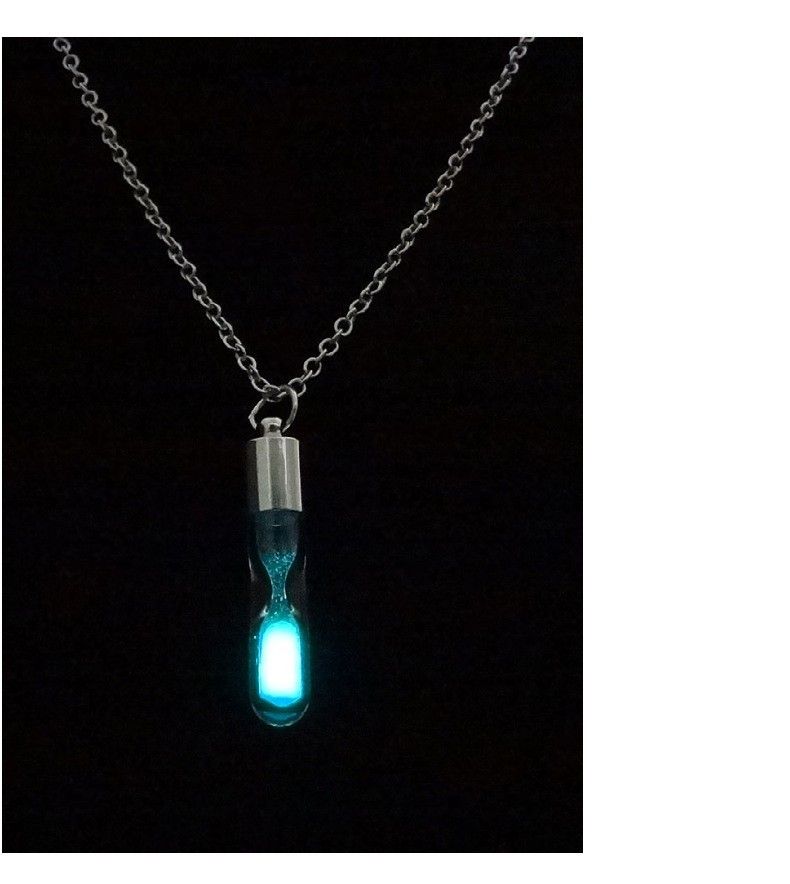 Collana con tubo di vetro luminoso multicolore a forma di clessidra del tempo, accessori di Halloween per le donne_voghion.com