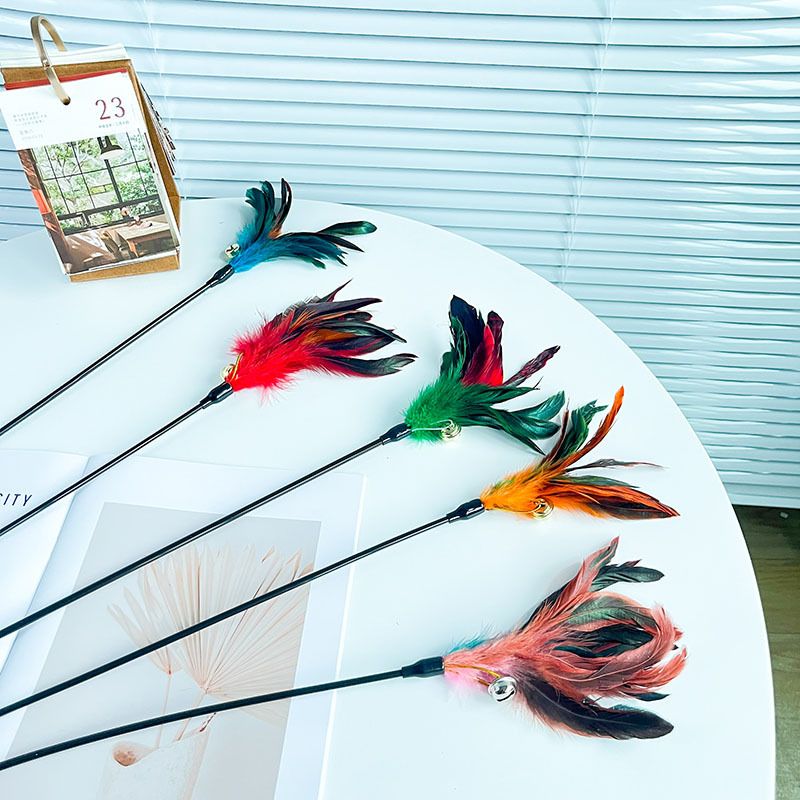 Pet Cat Toy Feather Bell Teaser Wand_voghion.com
