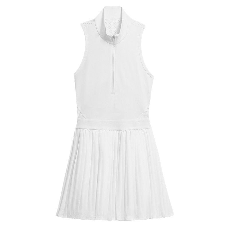 001 Cross-Border New Solid Color Turn-Down Collar Breathable Two-Piece Pleated Short Skirt Tennis Sports Running_voghion.com