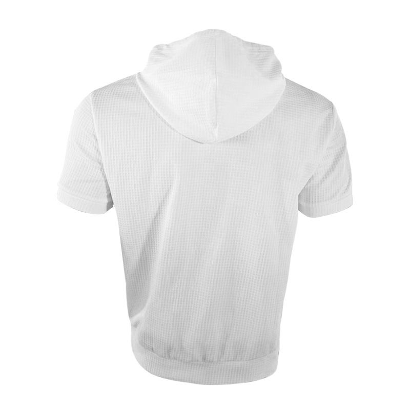Maglietta estiva casual da uomo, con cappuccio e maniche corte, tinta unita_voghion.com