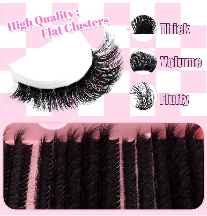False Eyelashes Segmented Single Cluster DIY False Eyelash Extension Kit 3D Natural Fluffy Thick Curled Eyelashes_voghion.com