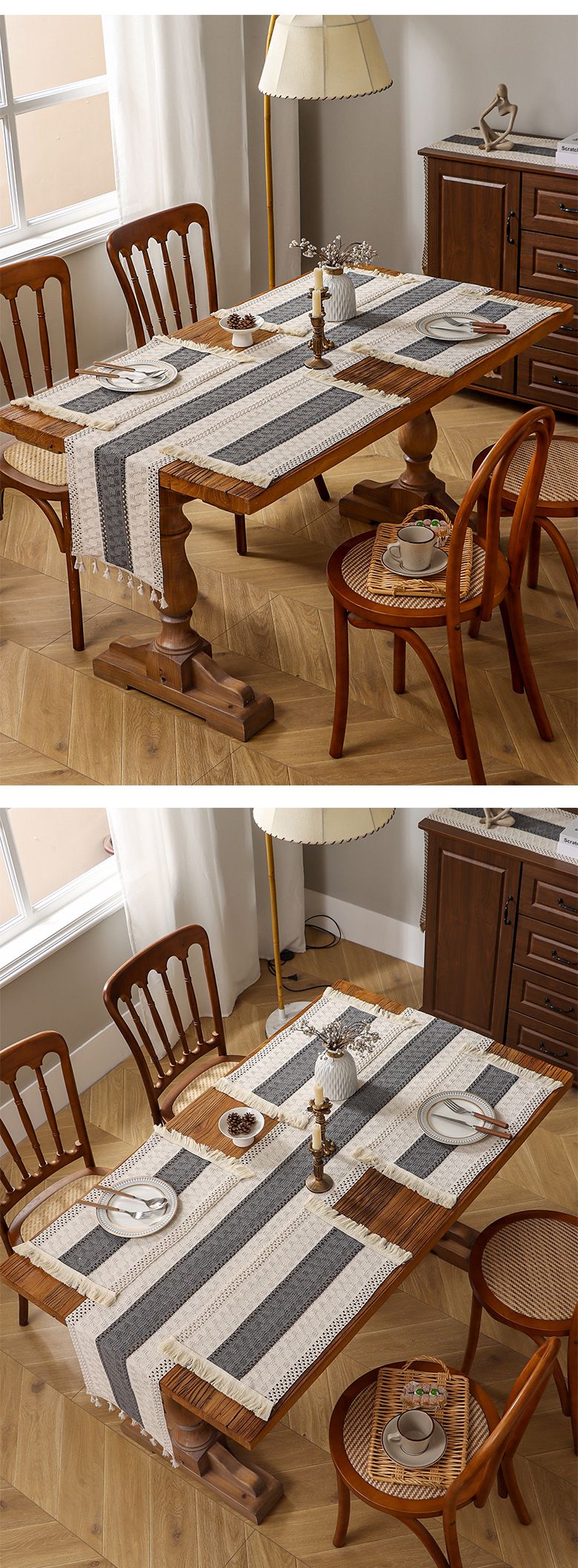 Cotton And Linen Table Runner Stitching Woven Tassel Ethnic Style Table Mat Festival Decoration Knitted Hollow Cover Cloth Light Luxury High End_voghion.com