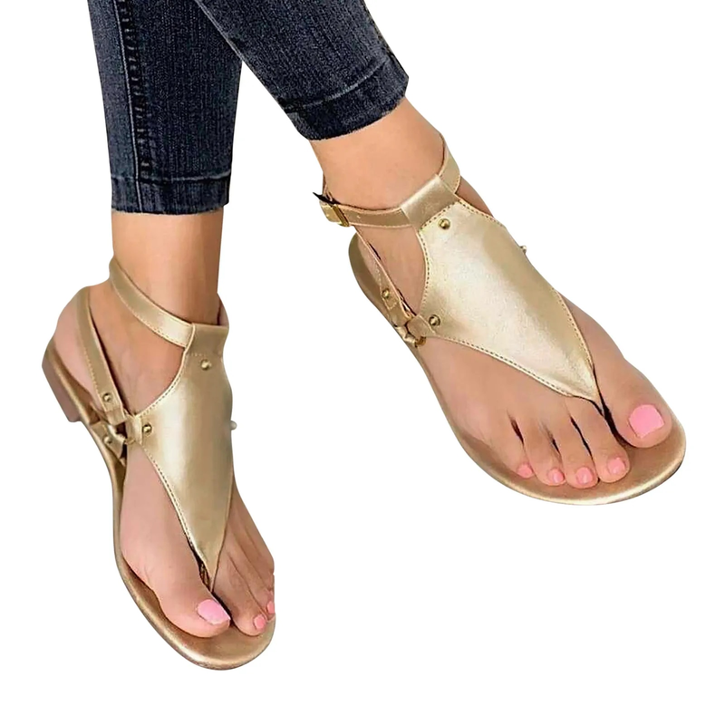 Summer Frae Flats Pantoffelen PU Lieder Flip Flops Riemeschnall Fraeschong 2024 Nei Rom Moud Fraesandalen_voghion.com