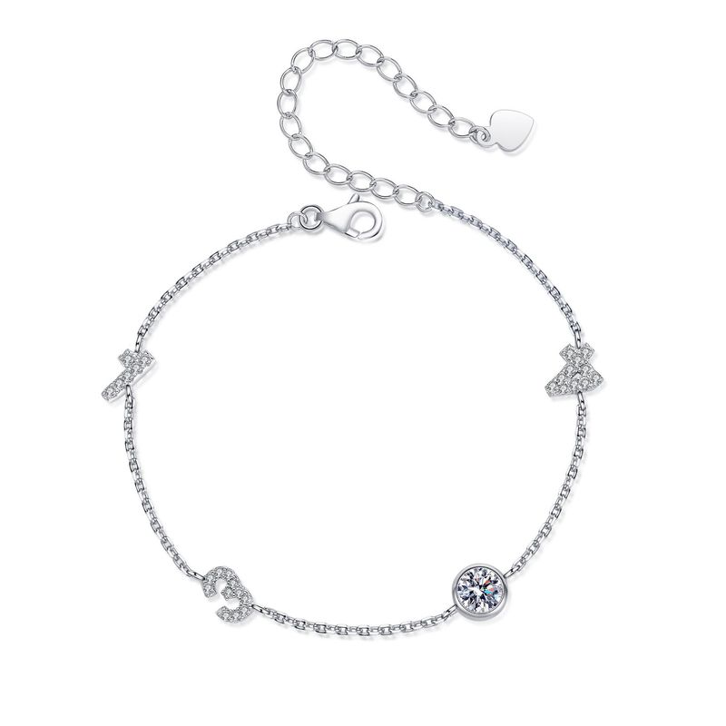 Bracciale in argento sterling da donna con manipolo in mosonite 1314 placcato con piccolo regalo fresco PT950_voghion.com