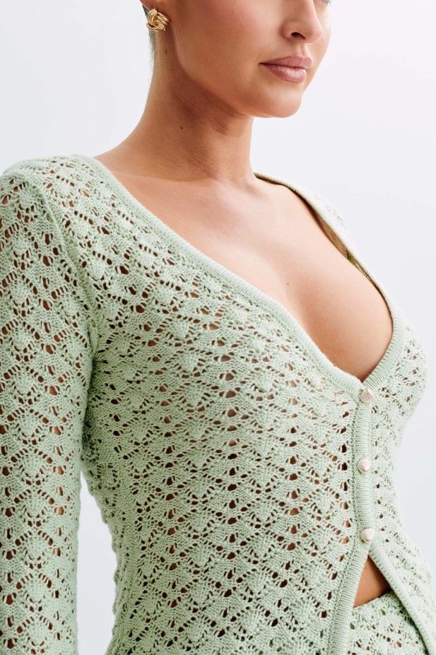 Women's Clothing new knitted shell button cardigan A line skirt suit_voghion.com