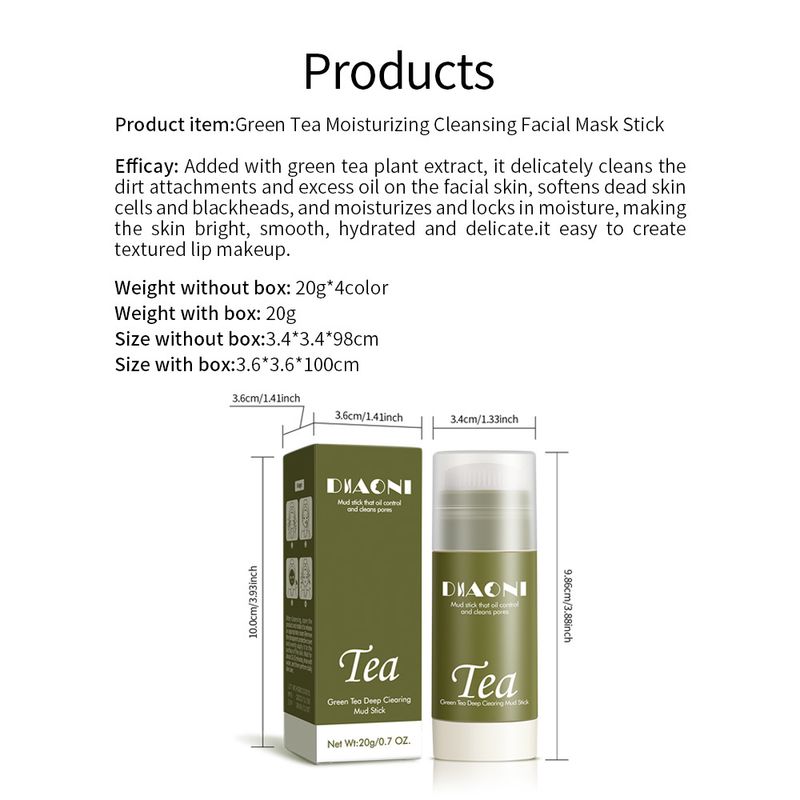 Treatments & Masks New Product DIAONI Green Tea Mud Solid Mask Stick Oil Control Deep Cleansing Pores Blackhead Smearable Mask_voghion.com