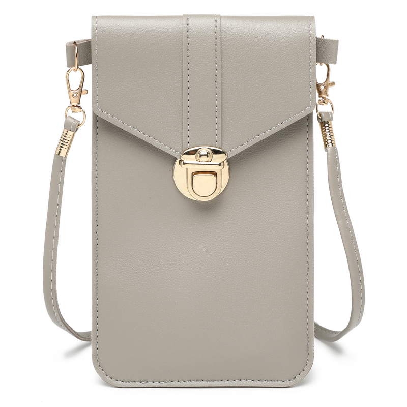 Sac pour téléphone à écran tactile Mini sac à bandoulière en cuir polyvalent de couleur unie à rabat petit porte-monnaie_voghion.com
