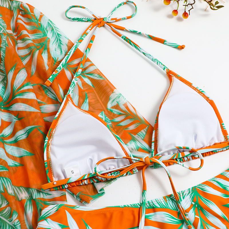 Női ruházat Háromrészes Bikini Beach fényvédő, nyomtatott fedős fürdőruha női _voghion.com