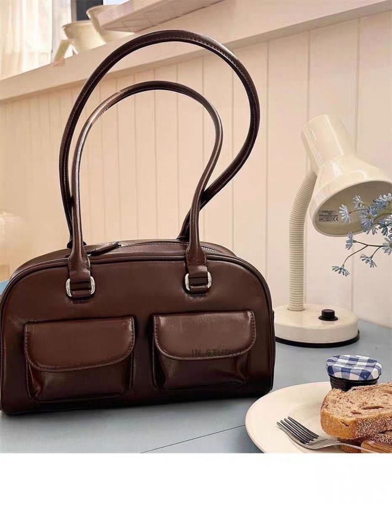 HAVEN Koreanische Xu Yunzhen Sane Stil Standöl Bowling Stand OlL Boston Tote Baerarm Tasche für Frauen_voghion.com