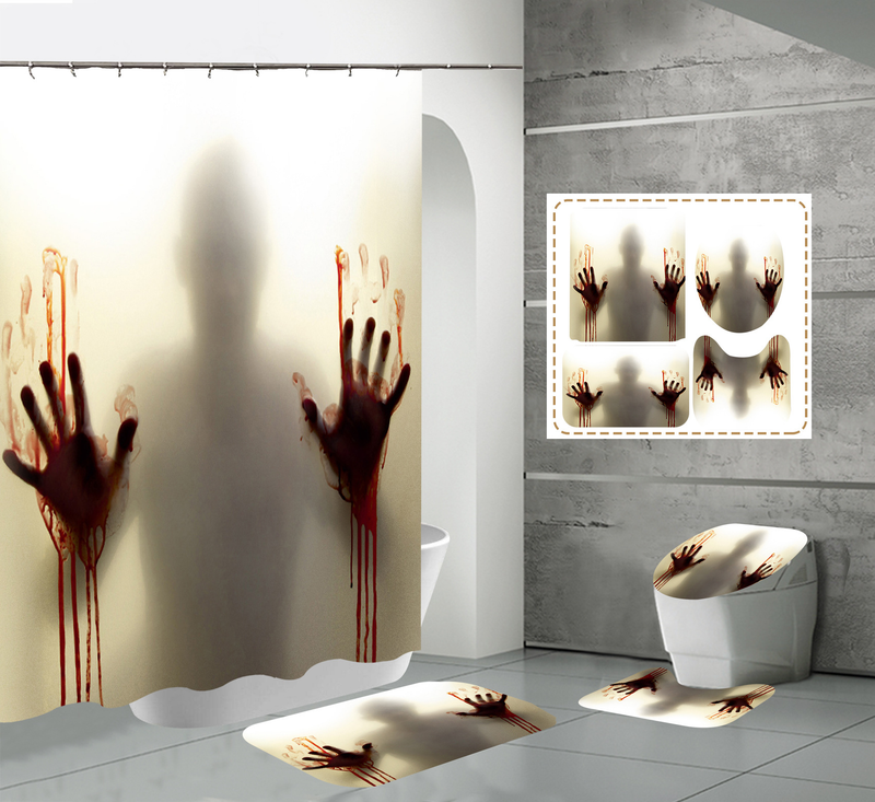 Halloween horror mão de sangue impressão digital de alta definição à prova d'água de poliéster divisor de banheiro curto_voghion.com