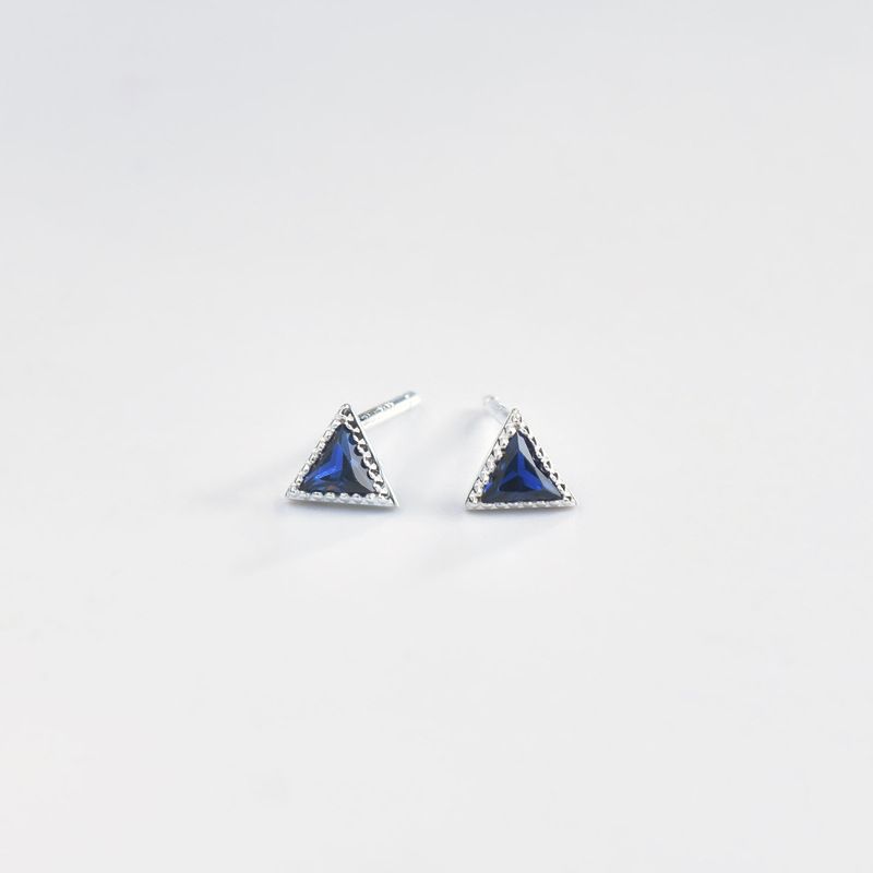 Orecchini a triangolo con zirconi blu da donna e da uomo, gioielli da piercing in argento, non è necessario rimuoverli per dormire, orecchini a bottone_voghion.com