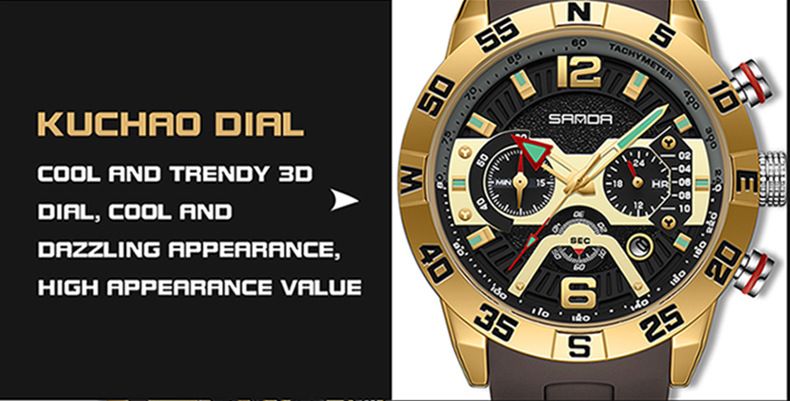 Men's Watch Business Six-pin Waterproof Calendar Men's Watch Timing Multi-functional Quartz Watch_voghion.com