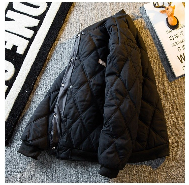 Giacca imbottita in cotone a quadri a forma di diamante per uomo invernale ispessita giacca casual da baseball in stile retrò giapponese calda giacca imbottita in cotone per uomo_voghion.com