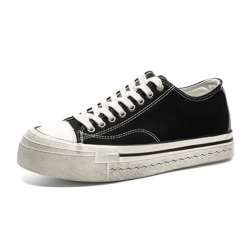 Scarpe da uomo nuove, alla moda, di nicchia, versatili, estive, con testa grande, vecchie, vulcanizzate, basse, in tela con rialzo per l'altezza_voghion.com