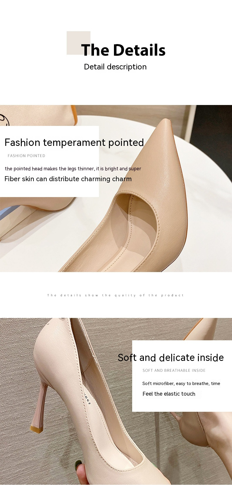 2024 neue Spitz Dünne Fersen High Heels Fee Stil Einfarbig High Heels Französisch Super High Heels Mädchen_voghion.com