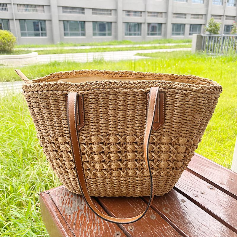 Yeni Moda Basit Dokuma Büyük Kapasiteli Niş Rahat Kadın Öğrenci Omuz Çantası_voghion.com