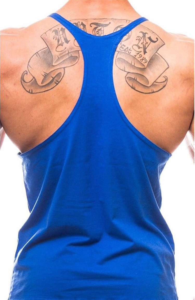 Trendy Summer Muscle Exercise Brother Men's Fitness Tank Top Elastic Pure Cotton Sling Racerback Tank Top_voghion.com