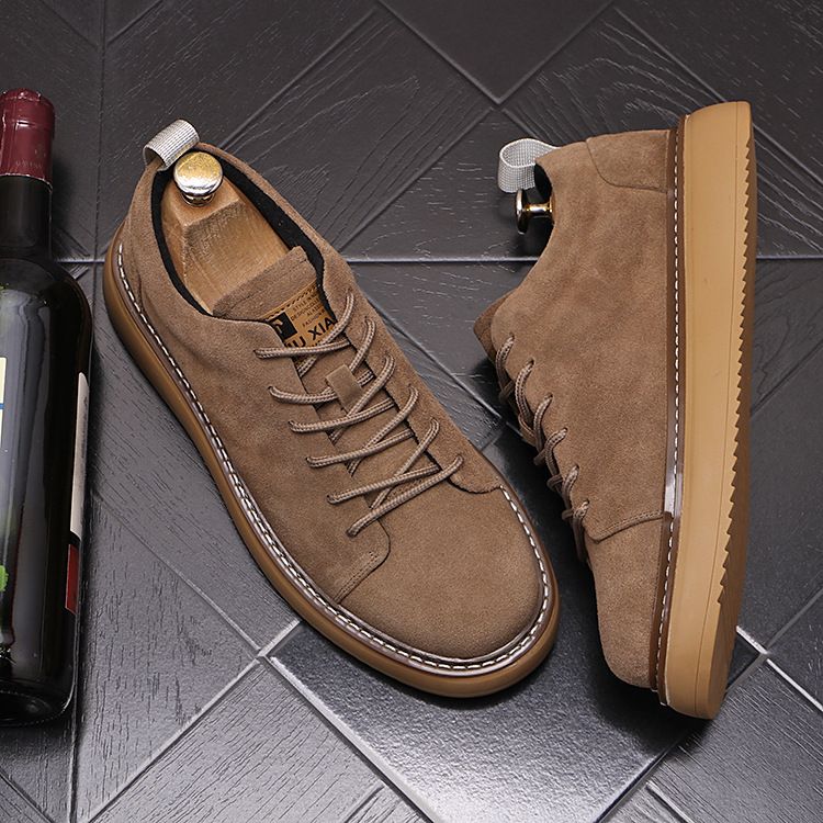 Adatto a tutte le stagioni 2025 Nuove scarpe casual da uomo alla moda basse in pelle versatili gialle con lacci_voghion.com
