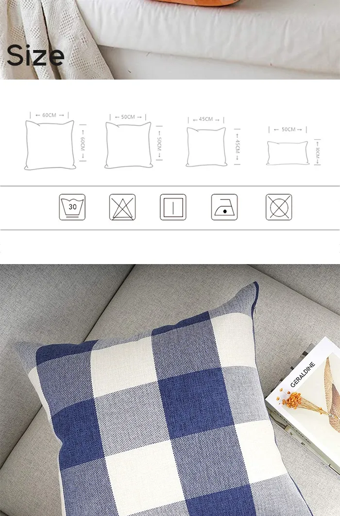 Copricuscini Federe a quadri 45x45cm Cuscini decorativi per la casa Copricuscini per divani Copricuscini decorativi_voghion.com