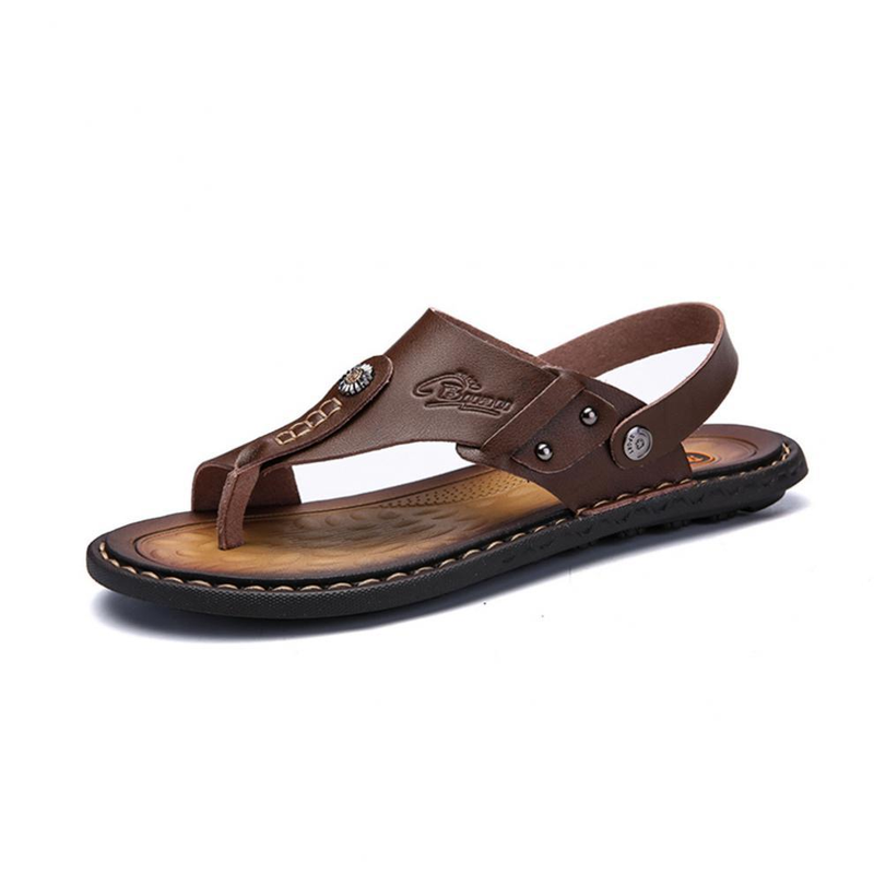 Cross-border new flip flops beach large size cross-border men's leather slippers_voghion.com