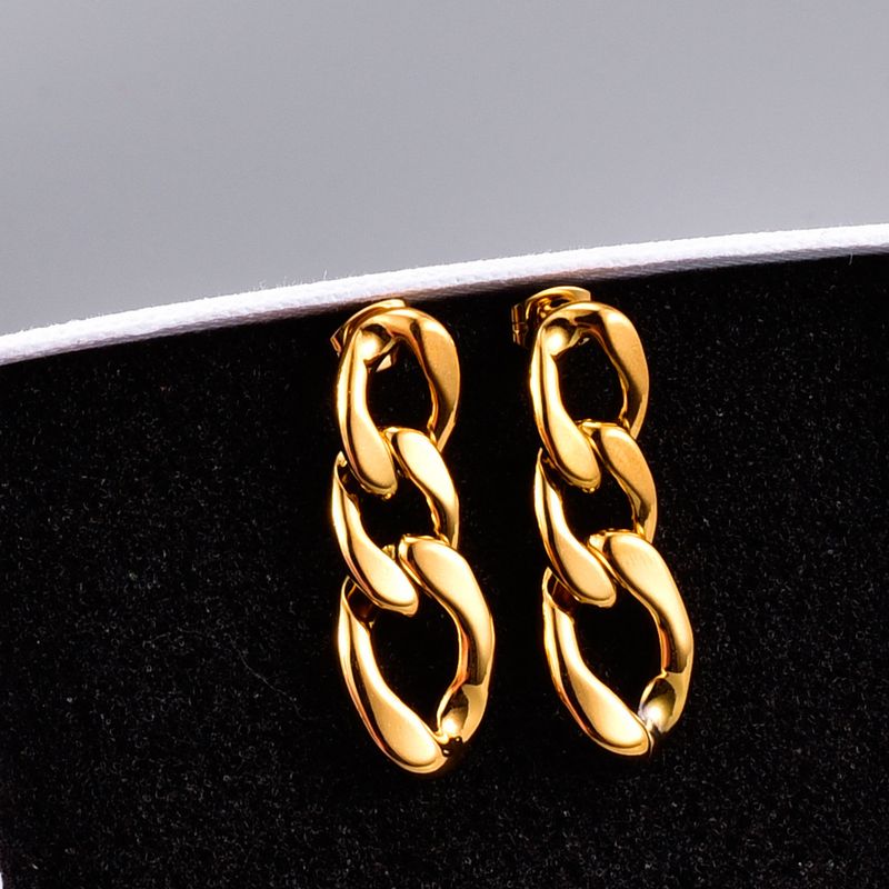 E100 Franse stijl hoepelketting overdreven oorbellen titanium staal verguld_voghion.com