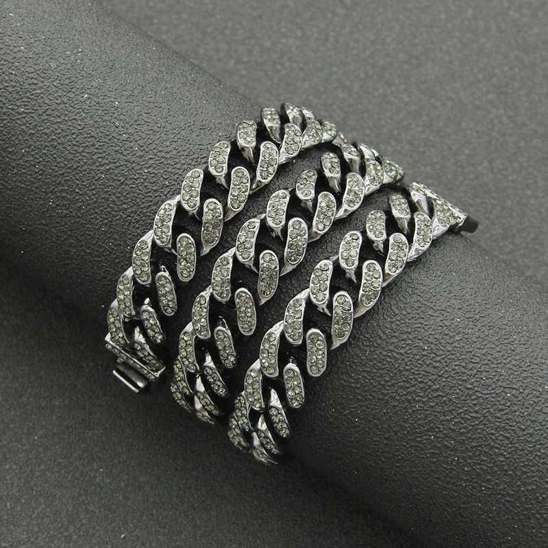 Collana con catena cubana con diamanti Hip Hop, personalizzata, per danza di strada, moto, accessori alla moda per uomo, larghezza 13 mm_voghion.com