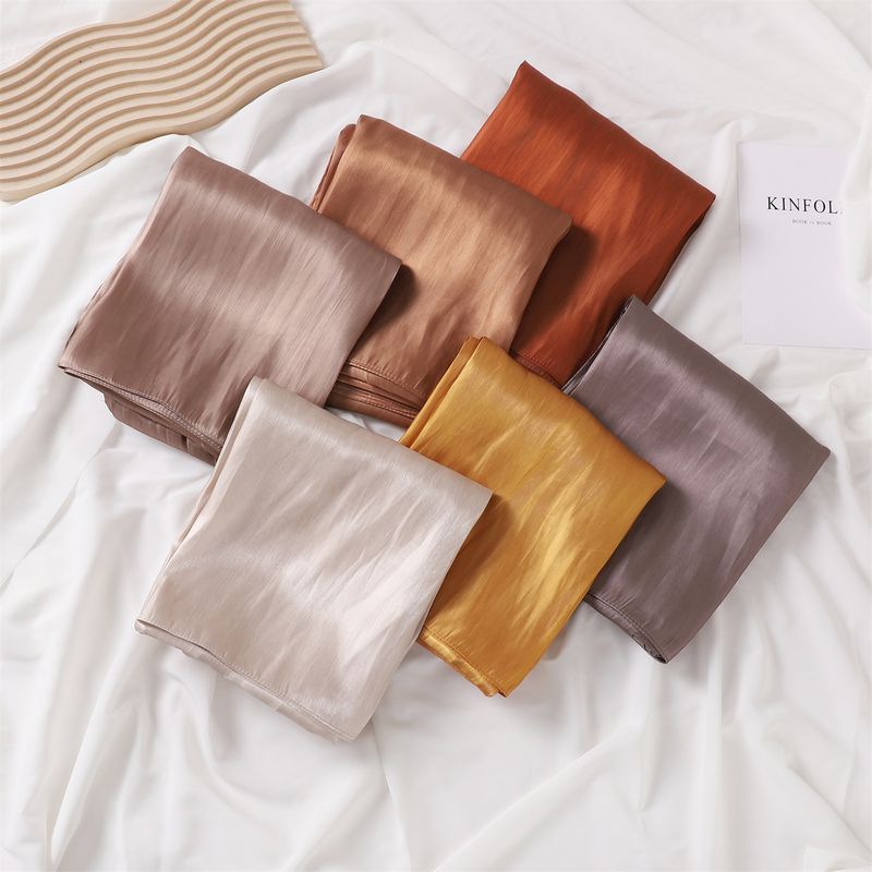 Unisex Solid color soft shimmering satin scarf women's scarf sunblock shawl Muslim_voghion.com