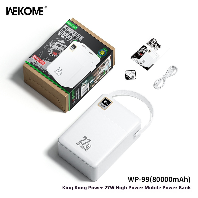 WEKOME Diamond Power Bank 100.000 mAh, tragbares 27-W-PD-Schnellladegerät mit LED-Licht, Notfall-Akkupack für den Außenbereich für Campingreisen, hohe Kapazität_voghion.com