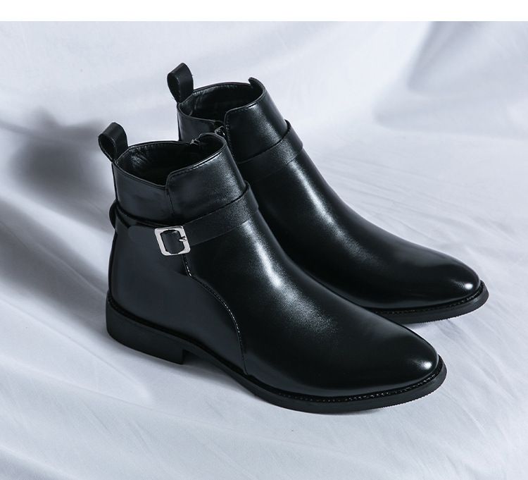 2025 Summer High-top Martin Pointed Toe Ankle Men's British Style Zipper Leather Boots_voghion.com