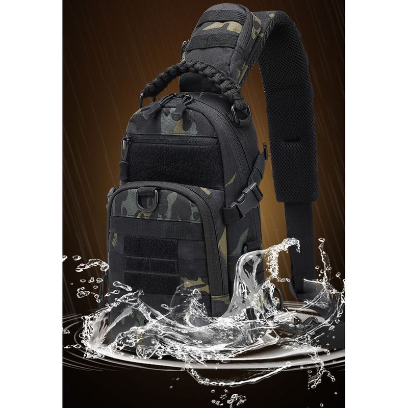 Bolsa de pecho táctica multifuncional para exteriores, mochila individual para hombre con diseño de camuflaje cruzado en diagonal, para deportes, viajes y senderismo._voghion.com