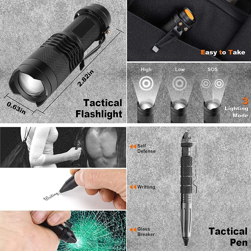 12-in-1-Überlebensausrüstungsset für Camping, Wandern und Notfälle – Kompaktes Outdoor-Multitool-Set mit Feueranzünder, Pfeife und Erste-Hilfe-Essentials_voghion.com