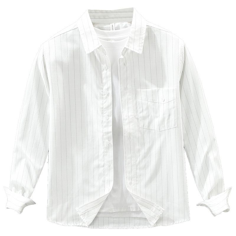 New Striped Long Sleeved Shirt For Men, Fashionable And Versatile, Artistic And Casual Loose Top_voghion.com