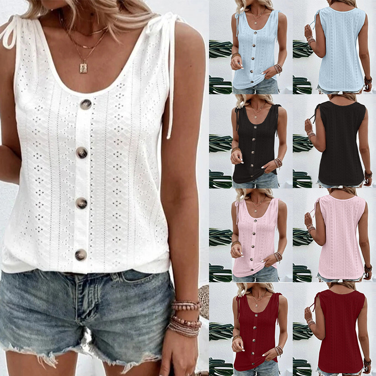 Women's 2023 spring and summer new style women's sexy casual solid color U neck vest _voghion.com